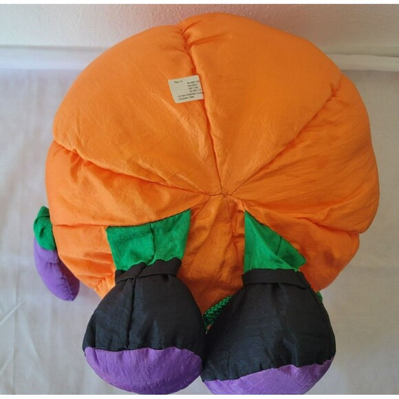 Vintage Gibson Greetings Halloween Pumpkin Nylon Jack-O-Lantern Toy Plush 1996 - Picture 3 of 6
